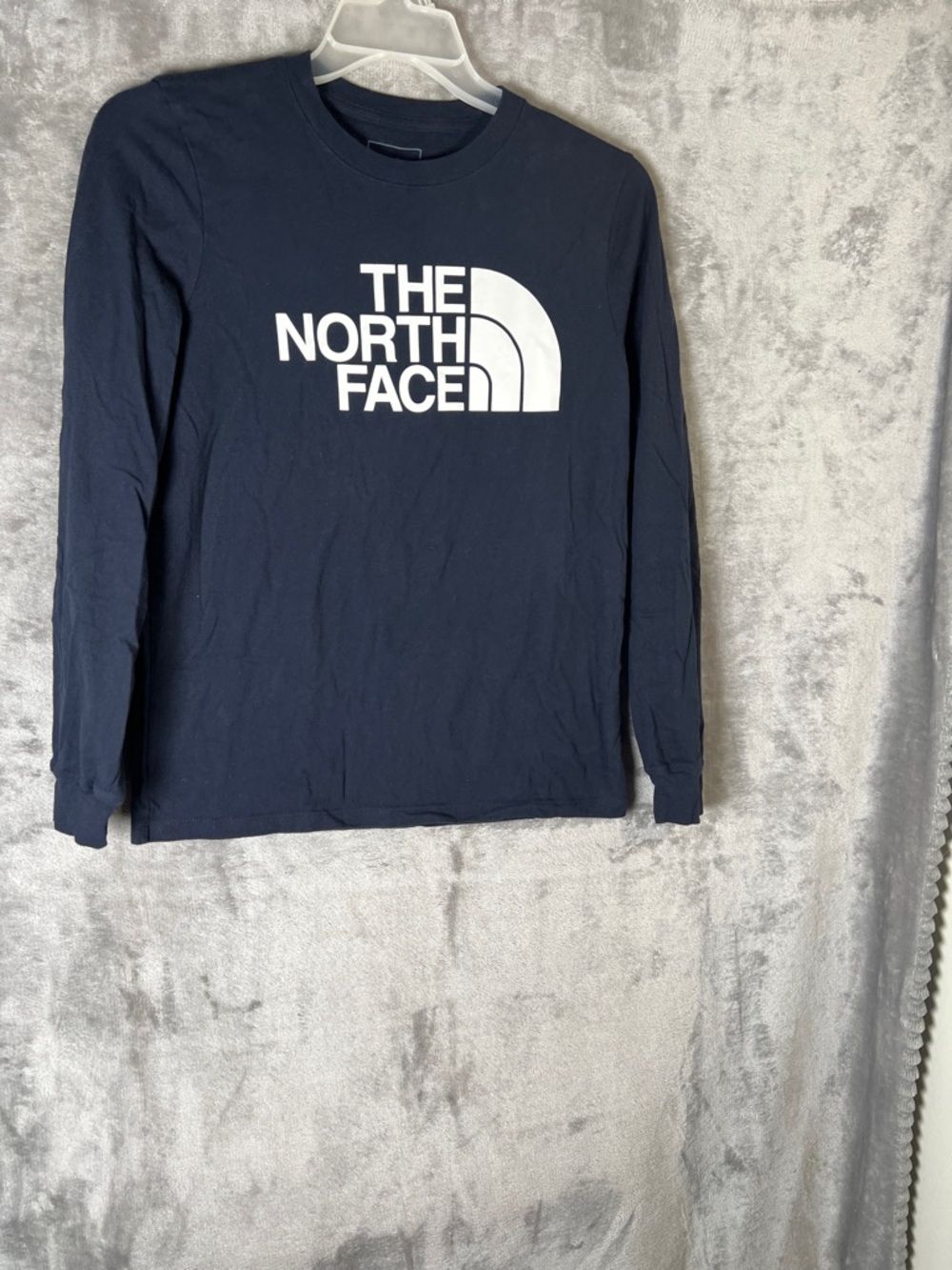 The North Face Navy Long Sleeve Logo Shirt with White Graphic - Picture 2 of 7